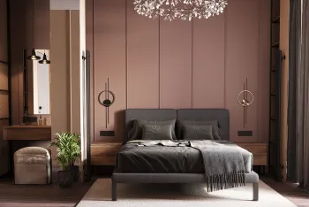 Интерьер спальни cветильниками над кроватью  смотреть на Basicdecor