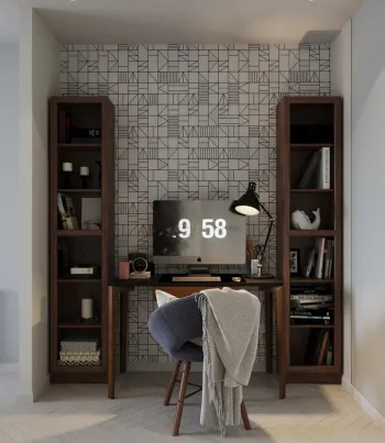 Интерьер c рабочим местом в скандинавском стиле смотреть на Basicdecor