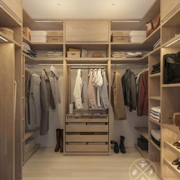 Интерьер гардеробной с гардеробной и кладовкой  смотреть на Basicdecor