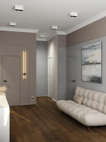 Интерьер гостиной с нишей с подсветкой  смотреть на Basicdecor