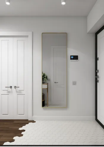 Интерьер прихожей с зеркалом на двери в скандинавском стиле смотреть на Basicdecor