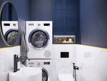 Интерьер ванной с постирочной в современном стиле смотреть на Basicdecor