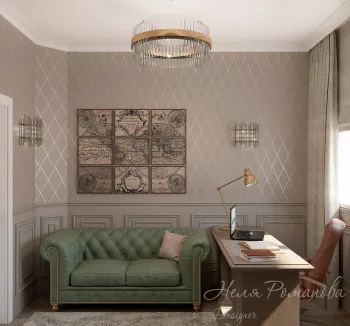 Интерьер c рабочим местом в неоклассике смотреть на Basicdecor