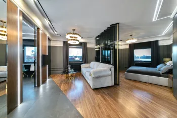 Интерьер гостиной c подсветкой  смотреть на Basicdecor