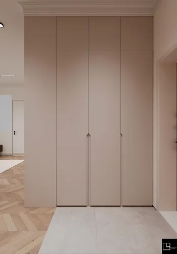 Интерьер с шкафами вокруг двери  смотреть на Basicdecor