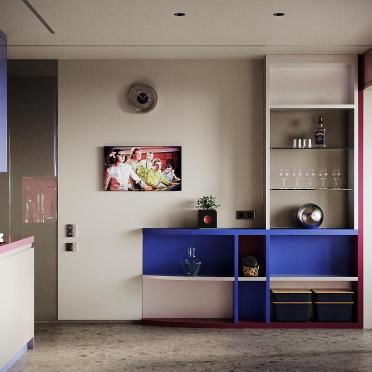 Интерьер кухни с телевизором на стене  смотреть на Basicdecor