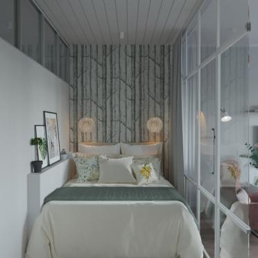 Интерьер спальни cветильниками над кроватью в эко смотреть на Basicdecor