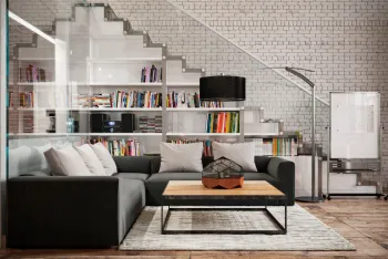 Интерьер гостиной в стиле лофт смотреть на Basicdecor