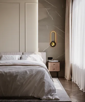 Интерьер спальни cветильниками над кроватью  смотреть на Basicdecor