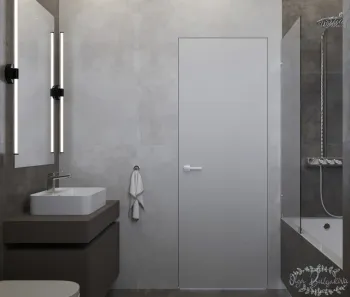 Интерьер ванной с зеркалом на двери в современном стиле смотреть на Basicdecor
