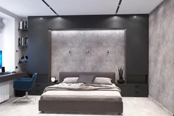 Интерьер спальни cветильниками над кроватью  смотреть на Basicdecor