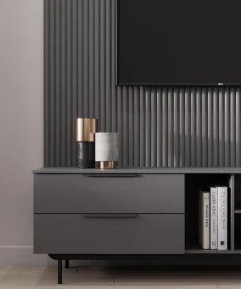 Интерьер с телевизором на стене и нишей для телевизора  смотреть на Basicdecor