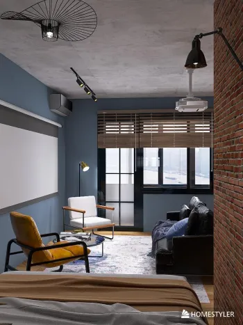 Интерьер гостиной c подсветкой в стиле лофт смотреть на Basicdecor