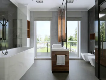 Интерьер ванной в современном стиле смотреть на Basicdecor