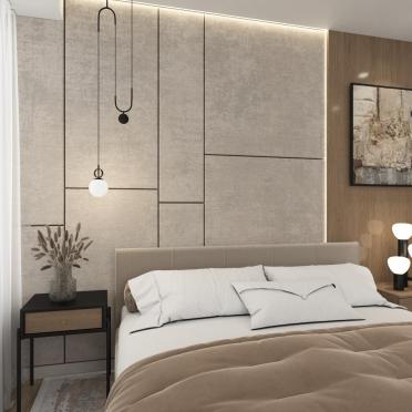 Интерьер спальни cветильниками над кроватью и с подсветкой  смотреть на Basicdecor