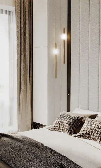 Интерьер спальни cветильниками над кроватью  смотреть на Basicdecor