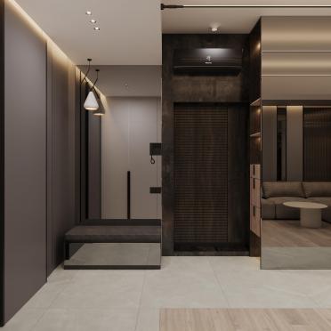 Интерьер прихожей с проходной и с подсветкой  смотреть на Basicdecor