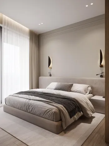 Интерьер спальни cветильниками над кроватью  смотреть на Basicdecor