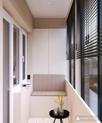 Интерьер балкона с балконом и панорамными окнами  смотреть на Basicdecor