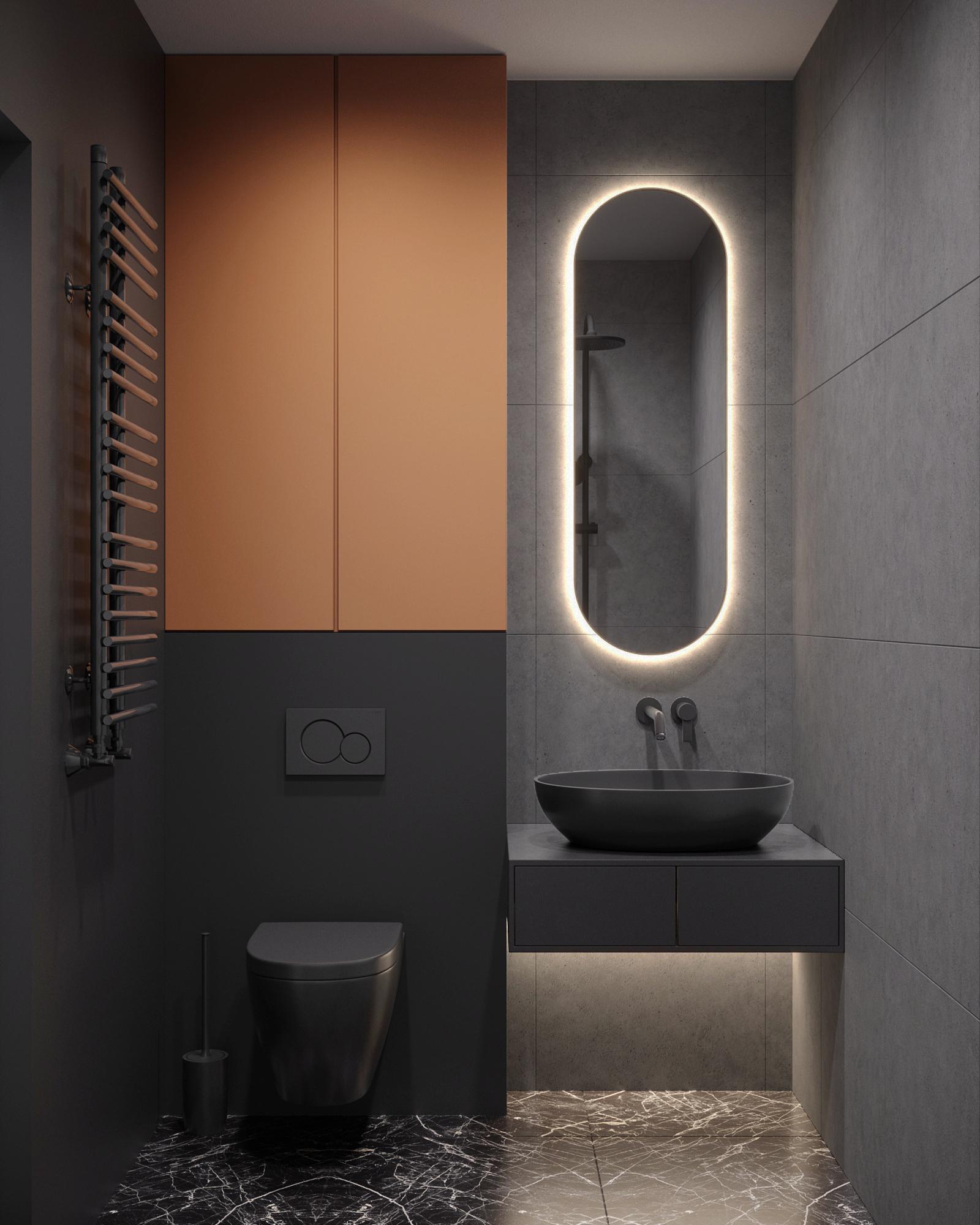 Интерьер ванной, проект «Лофт для мужчины» Интерьер ванной смотреть на Basicdecor