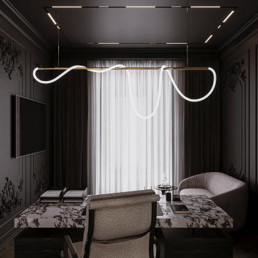 Интерьер кабинета cветовыми линиями и с подсветкой  смотреть на Basicdecor