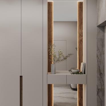 Интерьер прихожей с зеркалом на двери и с подсветкой  смотреть на Basicdecor