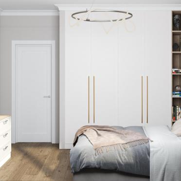 Интерьер спальни cветильниками над кроватью  смотреть на Basicdecor