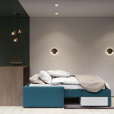 Интерьер спальни cветильниками над кроватью  смотреть на Basicdecor