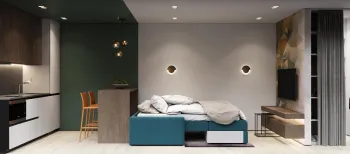 Интерьер спальни cветильниками над кроватью  смотреть на Basicdecor