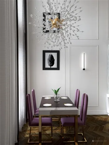 Интерьер столовой cветильниками над столом  смотреть на Basicdecor