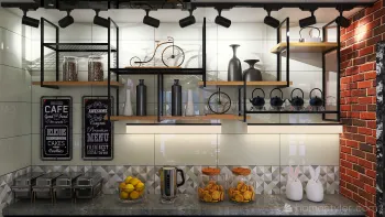 Интерьер кафе и ресторана с барной стойкой в стиле лофт смотреть на Basicdecor