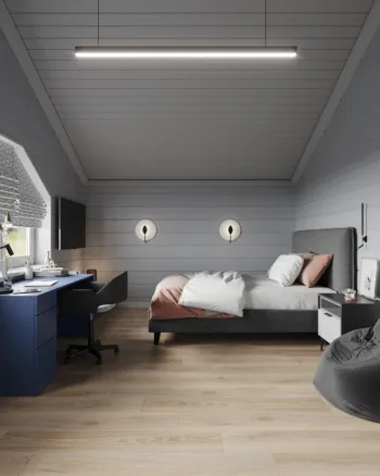 Интерьер спальни c рабочим местом  смотреть на Basicdecor