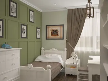 Интерьер спальни c рабочим местом в классическом стиле смотреть на Basicdecor