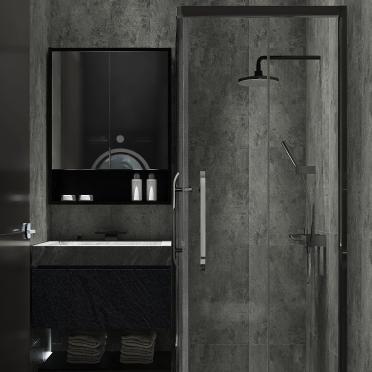 Интерьер ванной с душевой из плитки  смотреть на Basicdecor