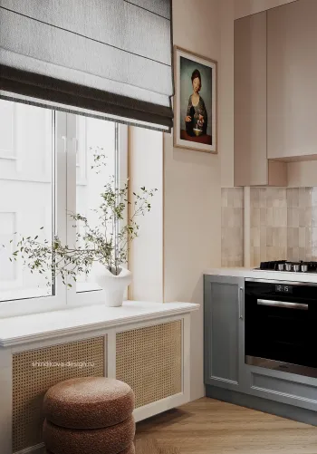 Интерьер кухни с жалюзи и дверными жалюзи  смотреть на Basicdecor