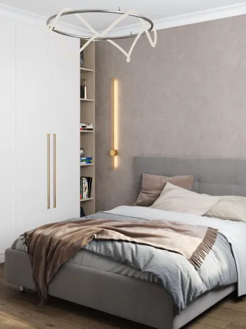 Интерьер спальни cветильниками над кроватью  смотреть на Basicdecor