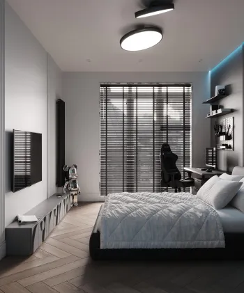 Интерьер детской cветильниками над кроватью и с подсветкой  смотреть на Basicdecor