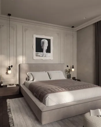 Интерьер спальни cветильниками над кроватью  смотреть на Basicdecor