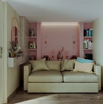 Интерьер гостиной с нишей с подсветкой и с подсветкой  смотреть на Basicdecor