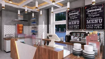 Интерьер кафе и ресторана с барной стойкой  смотреть на Basicdecor