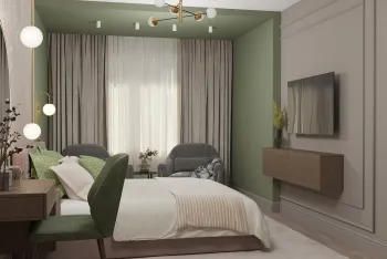 Интерьер спальни cветильниками над кроватью  смотреть на Basicdecor