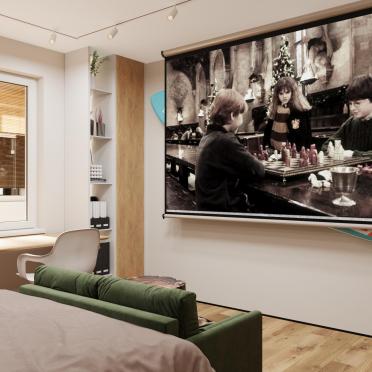 Интерьер с телевизором на стене  смотреть на Basicdecor