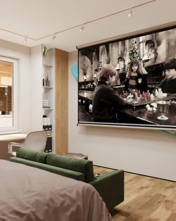Интерьер с телевизором на стене  смотреть на Basicdecor