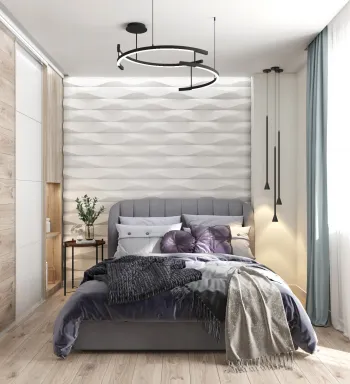 Интерьер спальни cветильниками над кроватью  смотреть на Basicdecor