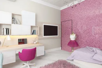 Интерьер спальни c рабочим местом в современном стиле смотреть на Basicdecor