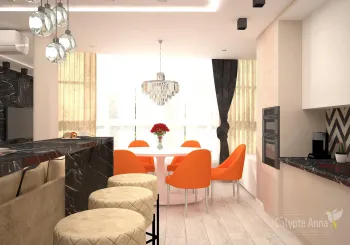 Интерьер кухни с объединенной гостиной  смотреть на Basicdecor