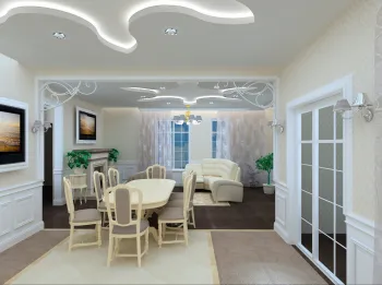 Интерьер столовой c подсветкой в современном стиле смотреть на Basicdecor