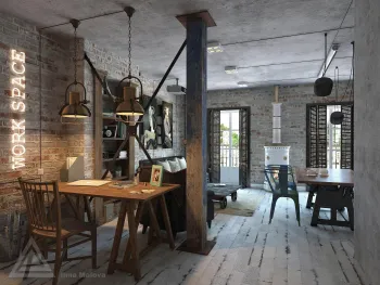 Интерьер c рабочим местом в винтажном и стимпанке смотреть на Basicdecor