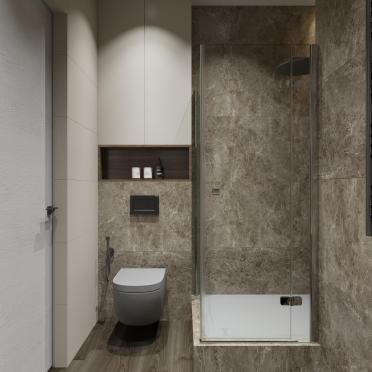 Интерьер ванной с душевой из плитки  смотреть на Basicdecor
