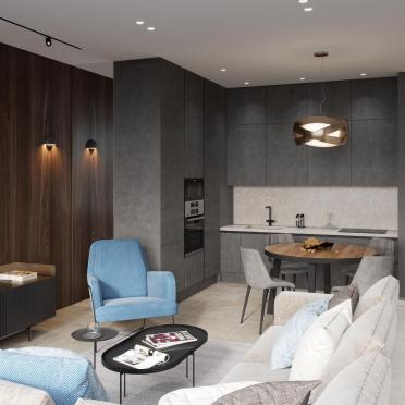 Интерьер гостиной c подсветкой  смотреть на Basicdecor